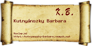 Kutnyánszky Barbara névjegykártya